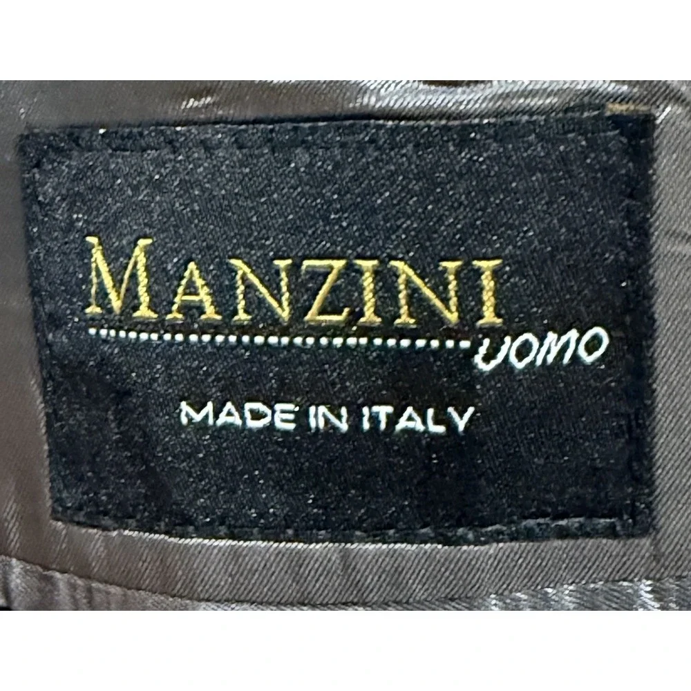 Manzini‎ Uomo Italy Mens Wool Windowpane Plaid Sport Coat Blazer Jacket 44L